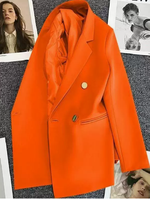 Veste de Costume Élégante pour Femme, Nouvelle Version Coréenne Printemps-Automne 2026, Style Célébrité Internet, Double Boutonnage, pour Affaires