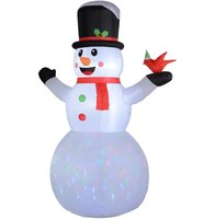 Schneemann Riesiger Aufblasbarer Schneemann mit Rotierenden Bunten LED-Lichtern Weihnachtsdekoration Geschenk-Spielzeug Weihnachtsspielzeug