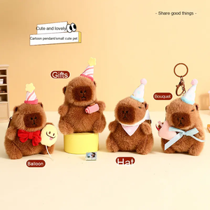 Porte-clés léger Capybara doux animaux mignons jouets en peluche poupées en peluche Collection sac d'accessoires avec porte-clés pour anniversaire Capibaras - Product Image 1