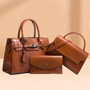 Ensemble de sacs tendance 2026 nouvelle collection automne-hiver motif croco, sac à main et sac bandoulière grande capacité, lot de 3 pièces mère-enfant - Product Image 4