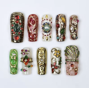 <span class=keywords><strong>Verano</strong></span> nuevo diseño alta calidad hecho a mano prensa Ons <span class=keywords><strong>uñas</strong></span> artificiales largo cuadrado 3D flores prensa en las <span class=keywords><strong>uñas</strong></span> - Product Image 2
