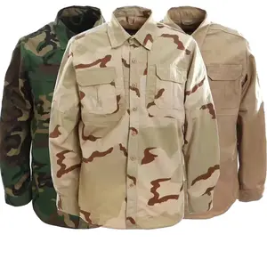 Camo Men's Shirt Outdoor Fishing Forest Hiking Hunting Wear Uv Sun Protection Upf 50 Cargo Cotton Camisa Long Short Sleeve