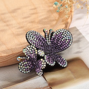 Horquilla de mariposa de imitación de estilo francés para mujer, horquillas de flores de diamantes de imitación coloridas, Clip de pelo de mariposa de diamante de lujo - Product Image 3