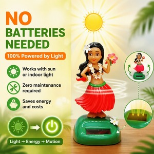 Figura Solar de Bailarina Hula Hawaiana con Falda de Paja, Adorno Tropical para Mesa, Regalo, Venta al por Mayor, Personalizado, OEM, ODM, MOQ Bajo - Product Image 2