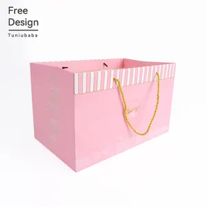 Cheap Custom Printing Small Eco Friendly Recyclable Gift Shopping Carrier Paperbag Pink Grocery Craft Paper Bags with Logo