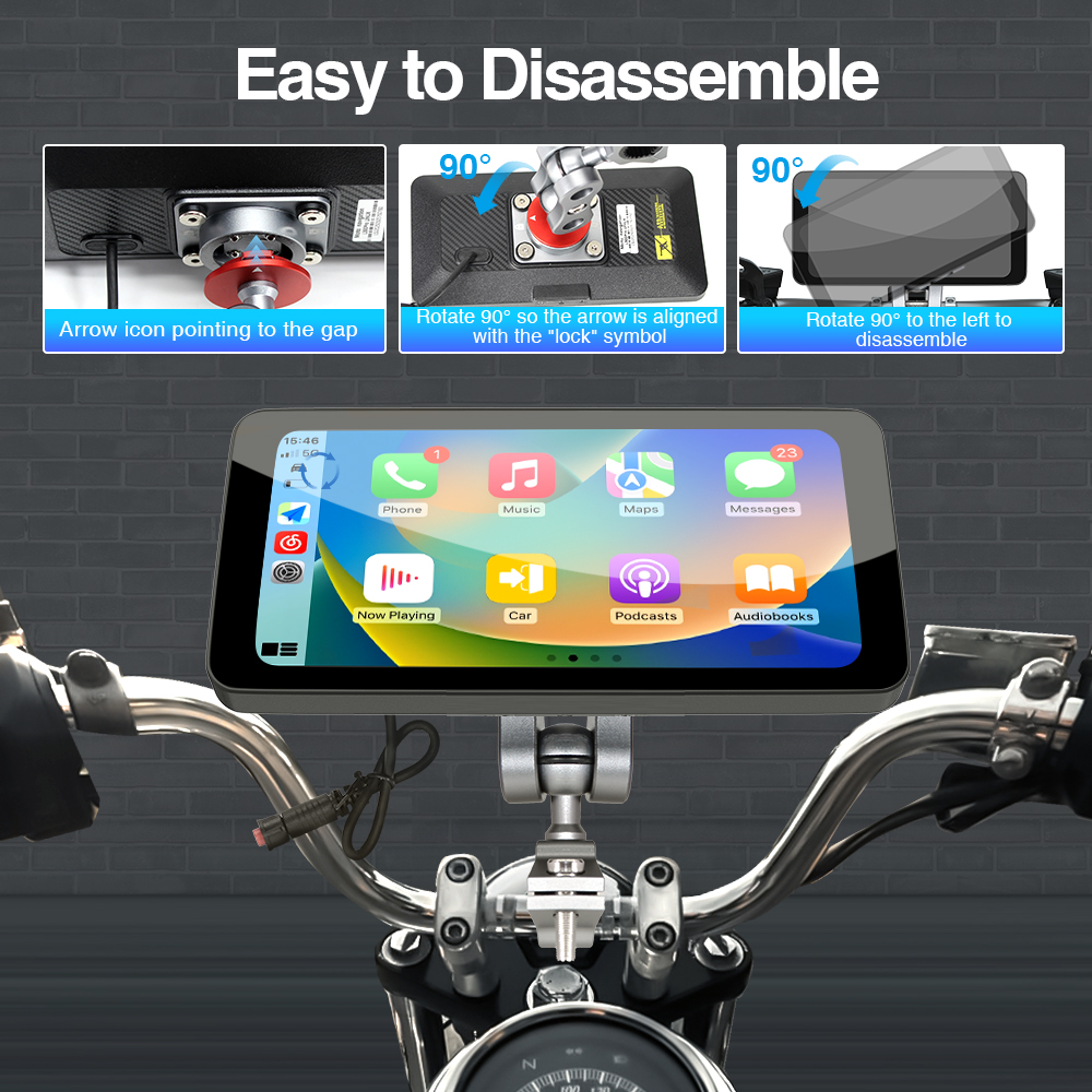 MO640MB、230MB Grandnavi Portable Motorcycle Wireless Carplay - 6.3 Inch