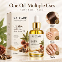 Huile nourrissante multi-usage RAFCARE Castor 60ml, pressée à froid, 100% pure, contrôle du sébum, réparation des cheveux, soin du corps, des cheveux et de la peau