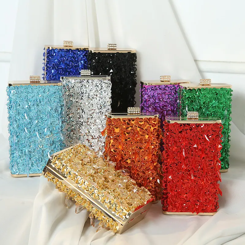 BELOHNUNG Luxus mehrfarbige Strass Perlen Clutch Geldbörse Damen handgemachte Handtasche für Abend party