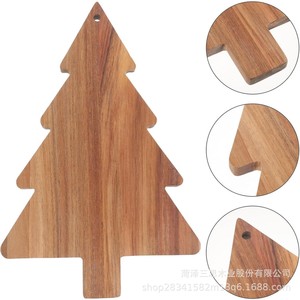 Juego de 3 bandejas de madera de acacia para árbol de Navidad, platos para servir frutas, pan, pizza, vajilla decorativa para mesa de cocina - Product Image 2