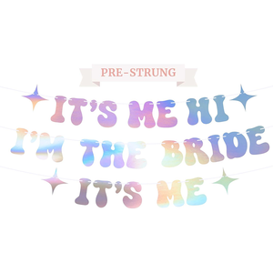 ป้าย "It's Me Hi I'm the Bride It's Me" - ป้ายสีรุ้ง ไม่ต้องทำเอง - อุปกรณ์ตกแต่งงานปาร์ตี้สละโสดธีมเทย์เลอร์ - Product Image 1