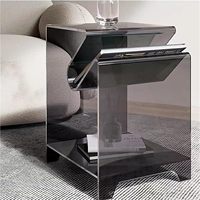 Table d'angle nordique en acrylique noir pour balcon, grande capacité, type ouvert, table de chevet pour chambre à coucher, meuble de salle de bain, étagère à articles divers
