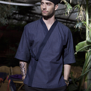 UNITÉ DE CONTRÔLE Unisexe Demi Manches Kimono Style <span class=keywords><strong>Japonais</strong></span> Chef <span class=keywords><strong>Uniforme</strong></span> - Product Image 2
