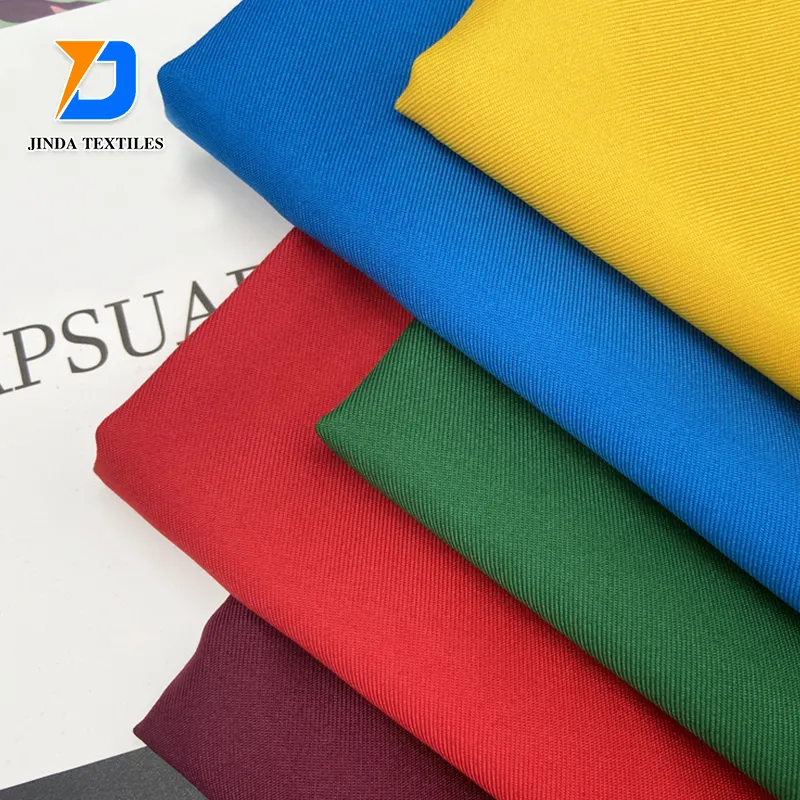Jinda fabrics prices green workwear polycoton 250gsmtwill Poplin plain For Uniform suit Polyester 100 Cotton Fabric