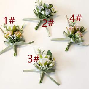 All'ingrosso simulazione artificiale dello sposo della sposa di nozze del ballo di fine anno di moda del corpetto della rosa spilla del fiore del polso del fiore della spalla - Product Image 2