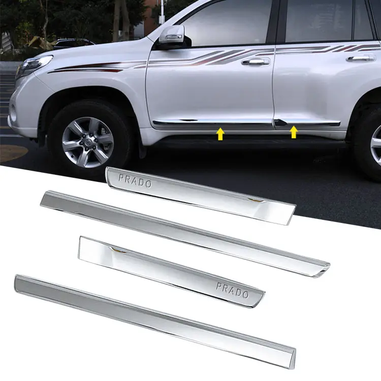 Striscia di protezione della portiera dell'auto con rivestimento laterale in plastica cromata ABS per striscia di gomma della portiera dell'auto Toyota Prado 2018