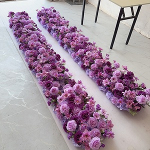 MSFAME Runner Floreale 5D di Alta Qualità da Matrimonio Effetto Realistico con <span class=keywords><strong>Fiori</strong></span> di Campo <span class=keywords><strong>Lilla</strong></span> e <span class=keywords><strong>Viola</strong></span> - Product Image 1