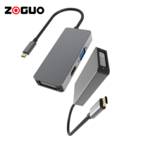 Hub vidéo USB 3.0 C d'occasion, directement de l'usine, 4 en 1 avec PD 60W pour 2.0 4K 30Hz DVI VGA 1080P pour TV HD, ordinateur portable, tablette