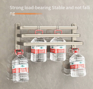 Portasciugamani a doppia barra per bagno, Asta appendiasciugamani da bagno, Telaio appendiasciugamani impermeabile e antiurto, Scaffale portaoggetti - Product Image 4