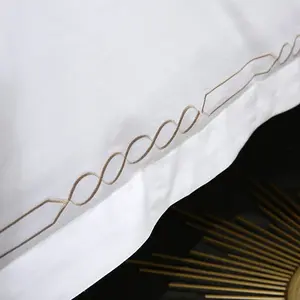 New Luxury Brand King Size 100% Cotton 60s Embroidery Satin Bedspread Bedding Sets Bed Sheet Brand