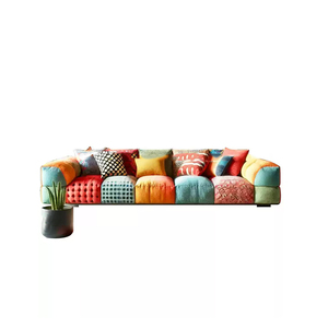 Divano Letto Moderno di Design in Tessuto Scozzese, Set per Più Persone, Schienale Dritto, Cuscino Lombare, per Soggiorno Domestico - Product Image 4