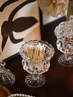 Pot de rangement en verre de style européen rétro gaufré vintage avec couvercle, pour bijoux et cure-dents, décoration, Chine continentale