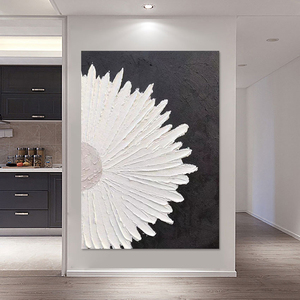 Dropshipping Màu Đen Và Trắng Dày Dao Kết Cấu Hoa Hình Ảnh Sơn Dầu Vải Lớn Acrylic Bắc Âu Acrylic Nghệ Thuật Làm Việc Trừu Tượng - Product Image 4