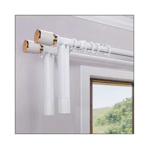 ZSHINE Electric Curtain Double Rods Customized App Controlled or Remote Control Motorized Poles for Living Room Bedroom
