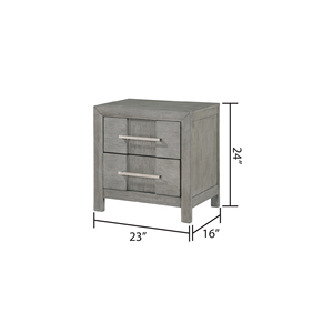 Modern 2-<b>Drawer</b> Nightstand Gray Wood with Silver Handles <b>Storage</b> <b>Drawer</b> Unit - Product Image 2