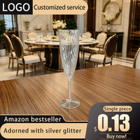 Gobelets en plastique PS transparents jetables KANGLI pour fête, verres à vin 6oz, verre à poudre argentée, style américain