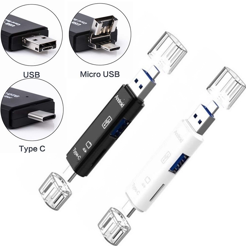 Oblinple Lecteur de Carte SD USB 3.0, Type C Micro SD Card Reader, Adaptateur de Carte Mémoire, Memory Card Adapter pour TF SDHC SDXC MMC Compatible