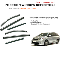 Deflektor Jendela Samping Injeksi Pelindung Hujan Visor untuk Toyota Sienna 2011-2022 Aksen Krom Pemasangan Mudah Jendela Mobil