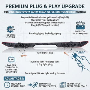 Luces Traseras LED VLAND de Repuesto, Luces Traseras LED Completas para Toyota Camry SE LE XSE Nightshade de 11ª Generación 2025 2026 - Product Image 5