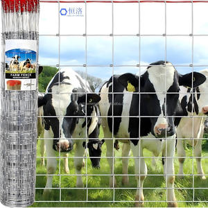 גדר חווה מגולוונת 1.2 מטר על 50 מטר, גדר בקר עם קו אזהרה אדום בחלק העליון, מתאים לחזירים, עיזים, לחצר, לגינה, לשדה, להרים וליער - Product Image 3