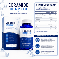 Phytocéramides en vrac 700mg en capsules avec acide hyaluronique, biotine 2500mcg, silice végétale, supplément hydratant pour la peau, OEM