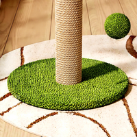 Griffoir pour chat en forme de palmier avec plateau tournant en bois véritable et grande balle en sisal, balles de catnip