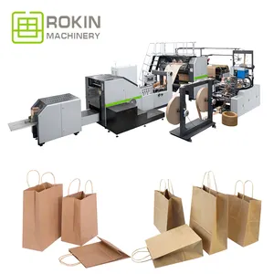 Rokin energy-saving automatic paper bag logo printing machine botton paper bag machine paper bag making machine small size