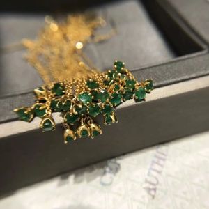 Pendientes de Cadena con Hilo de Esmeraldas de Oro Puro de 18K para Mujer, de 7.5cm, para Compromiso o Boda, Marca Xinfly - Product Image 3