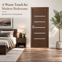 Porte intérieure de chambre BLH en bois massif avec incrustation métallique horizontale moderne, insonorisée, étanche, à panneaux multi-cannelures de couleur personnalisée