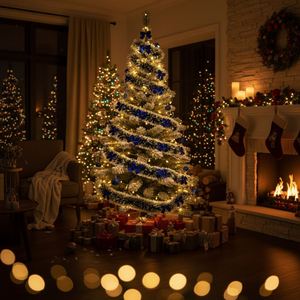Ruban décoratif de Noël personnalisé PK0003S en plastique, nœud bleu et blanc, simulation de vigne, pour fête, mariage, décoration de chambre, longueur 2-10m - Product Image 3