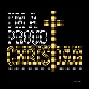 <span class=keywords><strong>Chaud</strong></span> <span class=keywords><strong>je</strong></span> <span class=keywords><strong>suis</strong></span> un fier chrétien croix personnalisé religieux strass transfert conception fer sur Motif Patch de transfert de chaleur pour T-shirts - Product Image 1