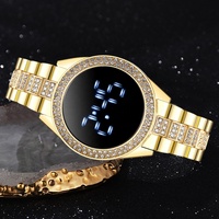 Montre à écran tactile élégante en or et diamants pour femmes, montre analogique-numérique pour femmes, montre-bracelet numérique Reloj Digital