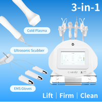 3-in-1 Toning Lifting Microcurrent Gezichtsapparaat Gouden Vinger Poriënreiniger Hoge Frequentie Huid Scrubber Koude Plasma Machine