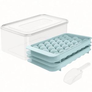 TOP Seller Eco-Friendly BPA Free <b>Mini</b> Round Ice Ball Maker Mold Ice Cube Tray with Lid and <b>Bin</b> Ice Scoop - Product Image 4