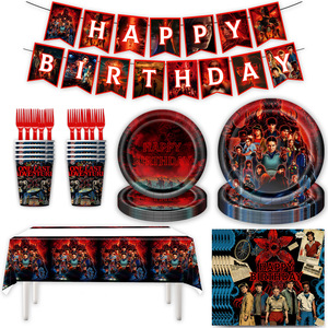 NUEVO Juego de Vajilla para Fiesta de Cumpleaños con Temática de Stranger Things, Suministros, Pancarta, Platos Desechables, Servilletas, Decoración, Vajilla para Fiesta - Product Image 3