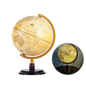 Globo Terráqueo Político en Inglés, Meridianos Plateados y Base de Madera Sólida 360 °   Globo Terráqueo Educativo Giratorio para Decoración de Oficina o Escuela, Regalo - Product Image 2