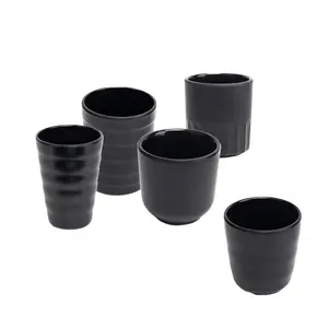 Groothandel Onbreekbaar Milieuvriendelijk Melamine Plastic 100% Melamine Cup Sap Cup Zwarte Theekopjes