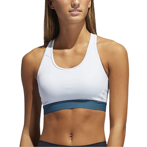 White Sports <b>Bra</b> With <b>Blue</b> Band High Support Workout Top Women's Athletic Wear - Product Image 1