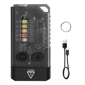 Boruit gantungan kunci Mini V10, keluaran baru, Senter LED, lampu UV isi ulang dengan fungsi memori Magnet dan bunyi Alar