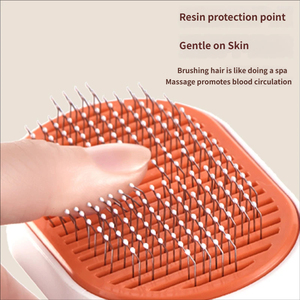 Paslanmaz Çelik ve Polyesterden Yapılmış Çok Fonksiyonlu Yumuşak Tüy Tarağı, Köpekler ve Kediler için Çıkarma Düğmeli - Kullanımı Kolay - Product Image 4