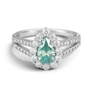 แหวนหมั้นเงินแท้ S925 ชุบทอง 18K ประดับเพชรทรงลูกแพร์ D VVS มอยส์ซาไนต์ ฝังแบบหนามเตย รับรองโดยผู้เชี่ยวชาญ แหวนหรูหรา - Product Image 1